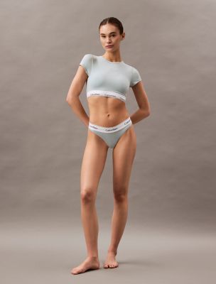 Icon Cotton Modal Thong, Sterling Blue