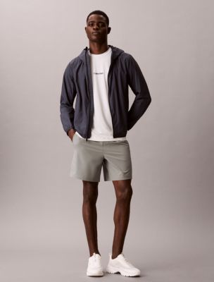 Graphic Monogram Woven Shorts, Winter Grey