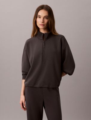 Ultra Soft Knit 1/4 Zip Sweatshirt, Black Oyster