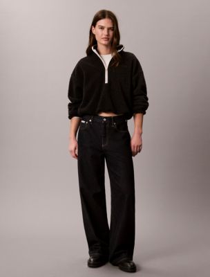 Женский свитшот Calvin Klein Sherpa 1/4 Zip, цвет: Чёрный — фото 3