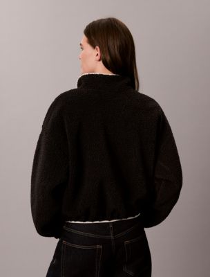 Женский свитшот Calvin Klein Sherpa 1/4 Zip, цвет: Чёрный — фото 5
