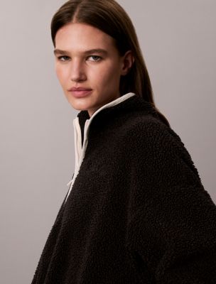 Женский свитшот Calvin Klein Sherpa 1/4 Zip, цвет: Чёрный — фото 6