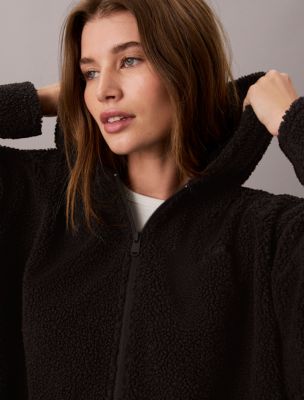 Женское худи Calvin Klein Sherpa Zip, цвет: Чёрный — фото 2