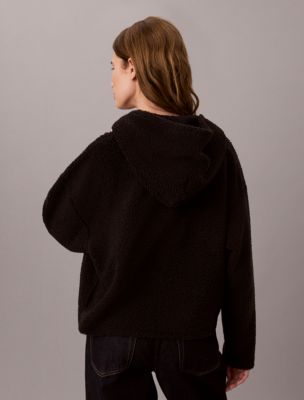 Женское худи Calvin Klein Sherpa Zip, цвет: Чёрный — фото 3