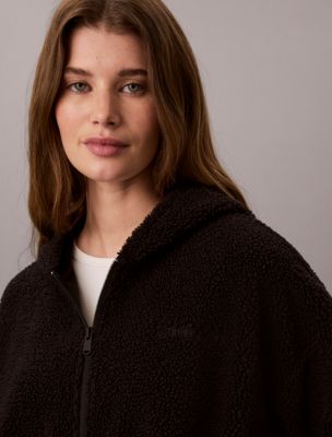 Женское худи Calvin Klein Sherpa Zip, цвет: Чёрный — фото 4