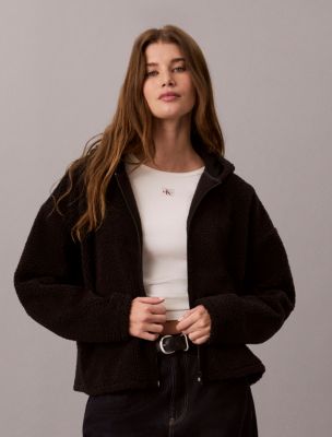 Женское худи Calvin Klein Sherpa Zip, цвет: Чёрный — фото 5