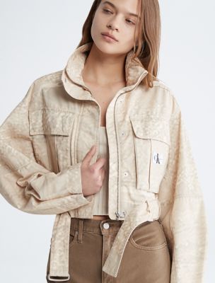アウターその他 ADD Women Outer 11AWL107011 GREY Cropped Belted Utility Jacket | Calvin Klein