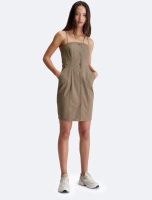 Strappy Workwear Tank Dress, Shitake