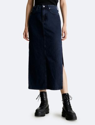 Denim Maxi Skirt, Dark Denim