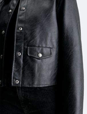 【CULLNI 24ss】Faux Leather Shirt Jacket Womens Casual Leather Shirt – Jildleather