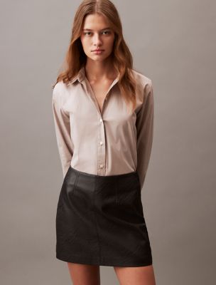 Faux Leather Skirt, Black
