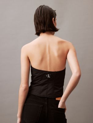 ★★ ★★ Here Black Light Padded Bustier J222613 Padded Zip Bustier Top | Calvin Klein