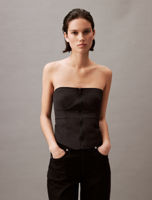 ★★ ★★ Here Black Light Padded Bustier J222613 Padded Zip Bustier Top | Calvin Klein® USA