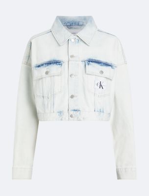 Relaxed Cropped Denim Trucker Jacket, Denim Light