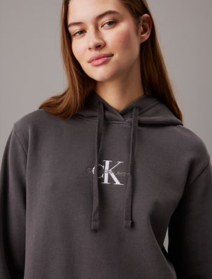 Washed Monogram Logo Relaxed Hoodie, Washed Black
