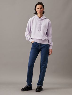 Washed Monogram Logo Relaxed Hoodie, Pastel Lilac