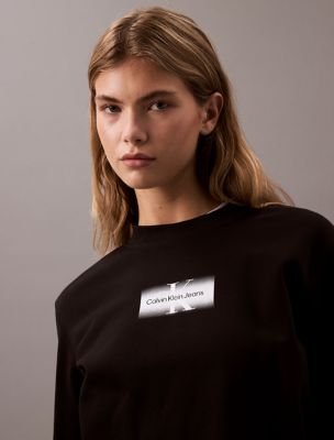 Faded Monogram Logo Crewneck Sweatshirt, Black