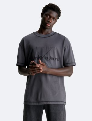 Embossed Monogram Logo Crewneck T-Shirt, Washed Black