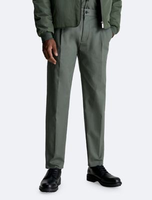 Modern Twill Pleated Pants, Thyme