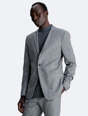 Wool Blend Flannel Blazer, Grey Fog