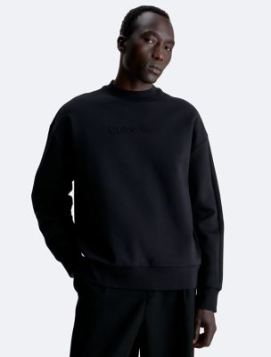 Embossed Logo Crewneck Sweatshirt, Black Beauty