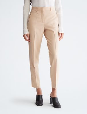 Tapered Cropped Ankle Pants, Moccasin