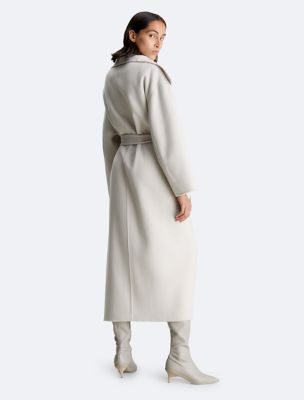 Calvin Klein Long Wool Wrap Coat Womens Wool Belted Wrap Coat