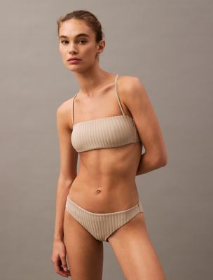 Archive Rib Bandeau Bikini Top, Stone
