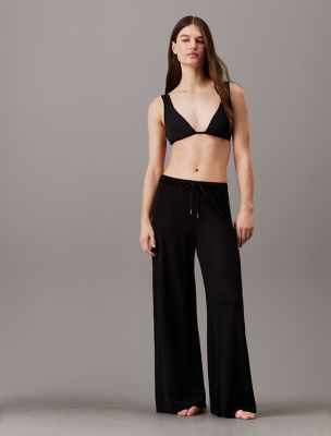 Wide Leg Knit Pants, Black