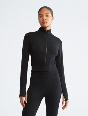 Performance Seamless Mock Neck Jacket, Black