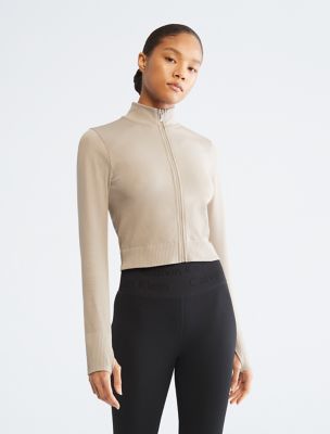 Performance Seamless Mock Neck Jacket, Moonrock