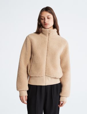Sherpa Mock Neck Jacket, Camel