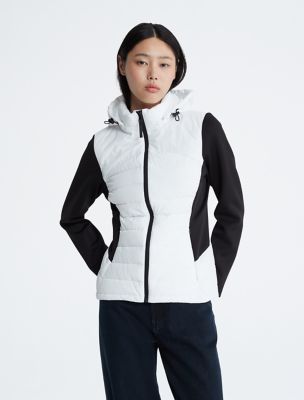 Mixed Media Puffer Jacket, White