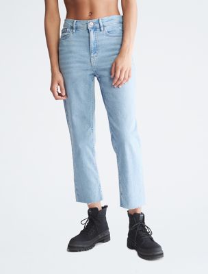 Straight Fit High Rise Vintage Blue Ankle Jeans, Arlington