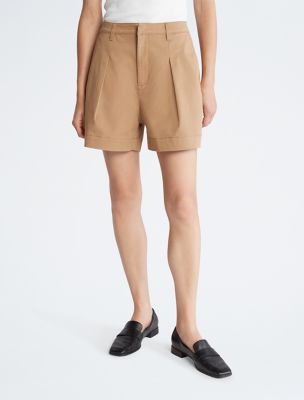 Twill Pleated 5-Inch Shorts, Tigers Eye