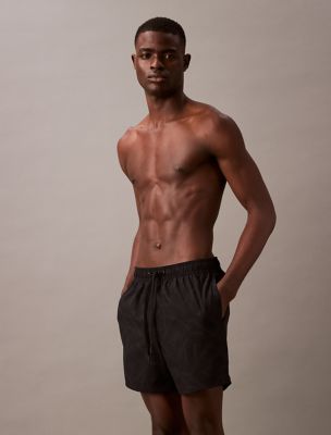 Allover Monogram Logo Swim Shorts, Black