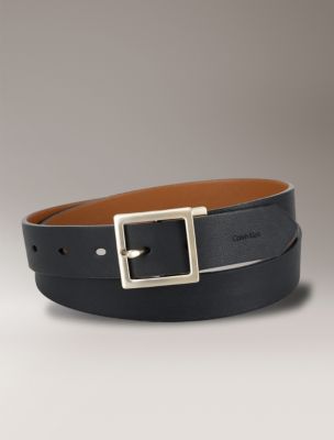 Reversible Center Bar Buckle Belt, Black / Nuthatch