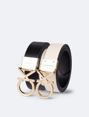 Monogram Logo Plaque Reversible Belt, Black / Bone