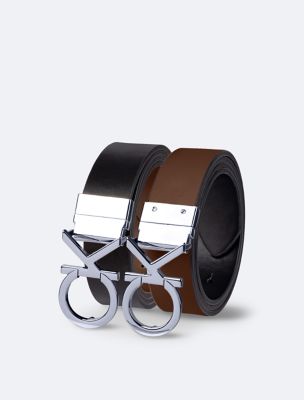 Monogram Logo Plaque Reversible Belt, Black / Brown