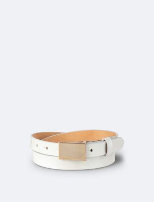 Beveled Plaque Buckle Belt, Grey Morn