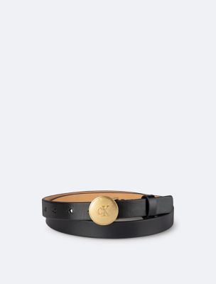 Monogram Logo Round Plaque Belt, Black