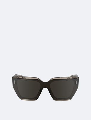 Acetate Avant Garde Angular Modified Rectangle Sunglasses, Nude