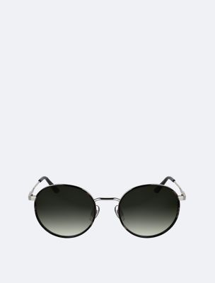 Metal Round Sunglasses, Havana Grey