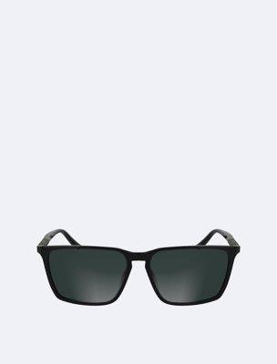 Resin Rectangle Sunglasses, Black