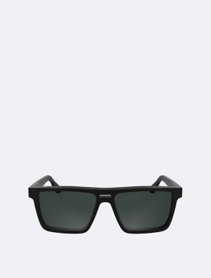 Acetate Modified Square Sunglasses, Black