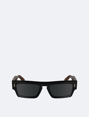 Acetate Modified Rectangle Sunglasses, Black