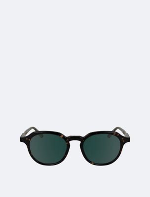 Acetate Classic Round Sunglasses, Dark Havana