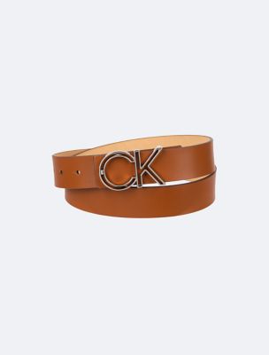 CK Monogram Buckle Belt, Brown