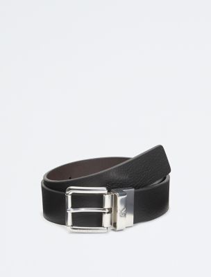 Pebbled Leather Reversible Jean Belt, Black / Brown