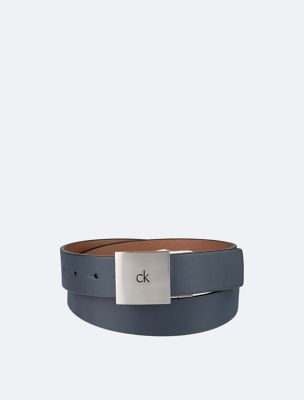 Reversible Square Logo Plaque Belt, Ombre Blue / Teak